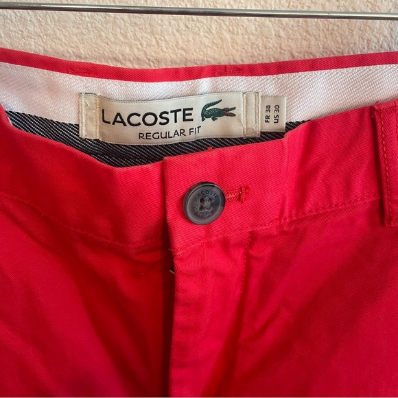 Lacoste Men's Chino Bermuda Shorts Red - Picture 2 of 4